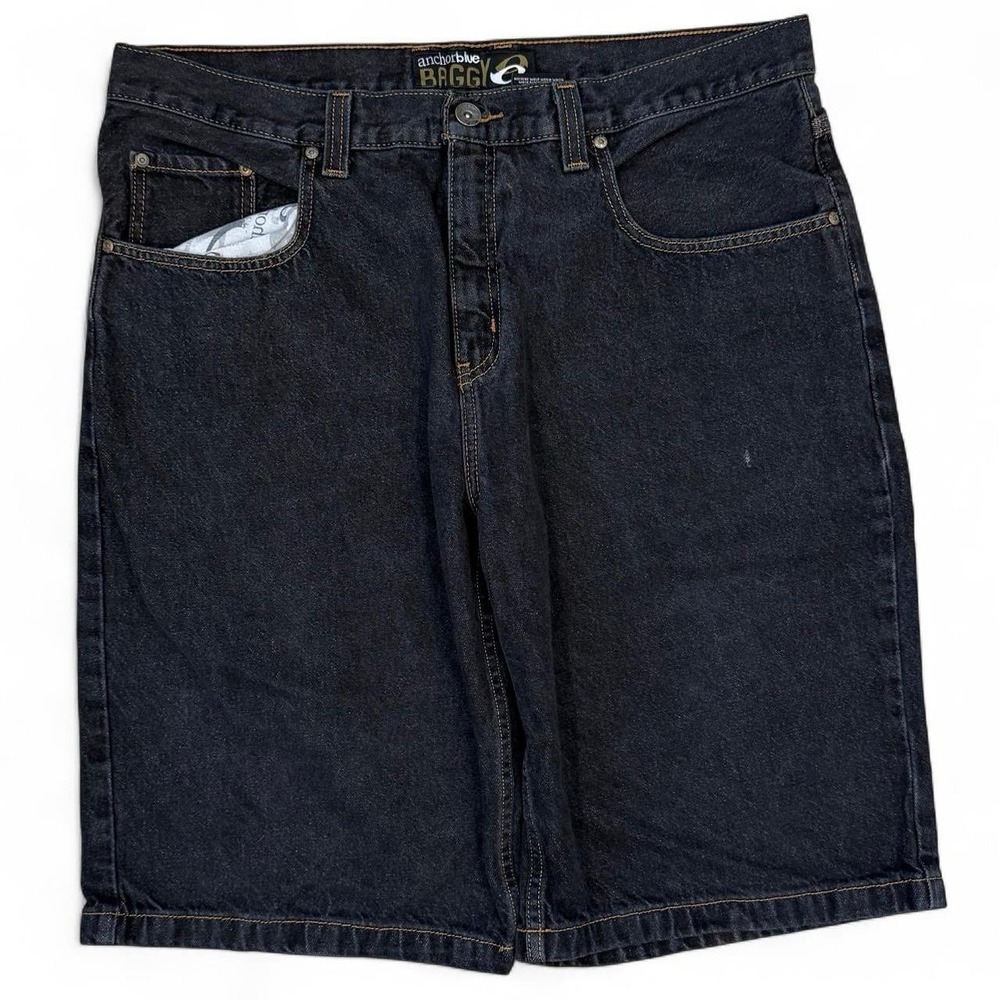 Vintage Anchor Blue Baggy Black Jean Shorts Men's 38 Skater Grunge Jorts Y2K VTG